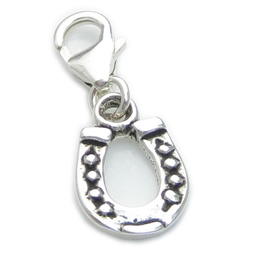 Horseshoe SMALL sterling silver clip charm .925 Horse Shoe charms