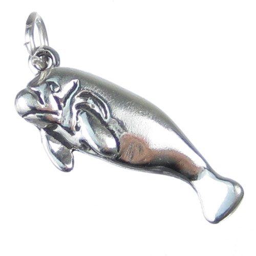 Manatee 2D sterling silver charm pendant .925 x 1 charms of Manatees