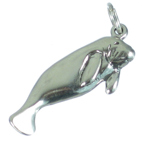 Manatee sterling silver charm pendant 2D .925 x 1 Manatees charms