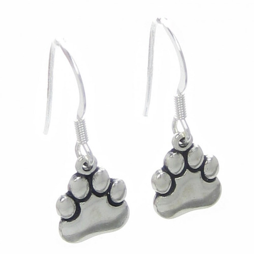 Paw Print sterling silver drop earrings 925 pair Paws drops