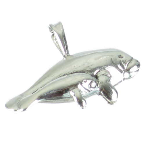 Manatee And Baby sterling silver pendant .925 x 1 Manatees pendants