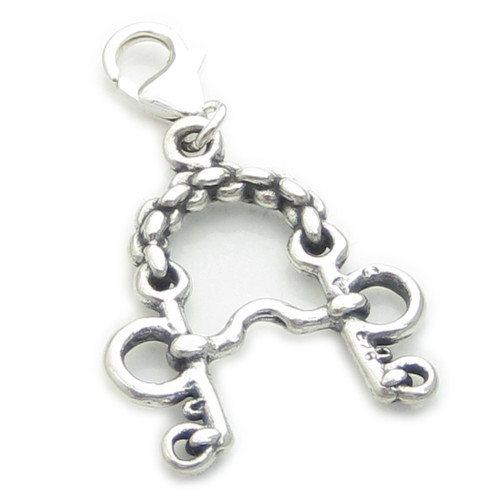 Bridle Pelham Bit on clip sterling silver charm .925 x 1 charms