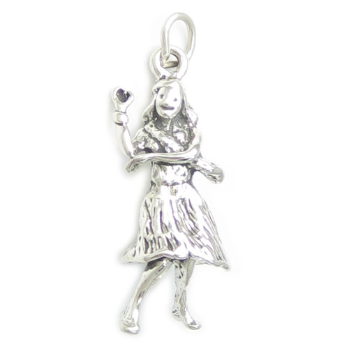 Hula Dancer sterling silver charm .925x1 Hawaii Hawaiian Holiday charms