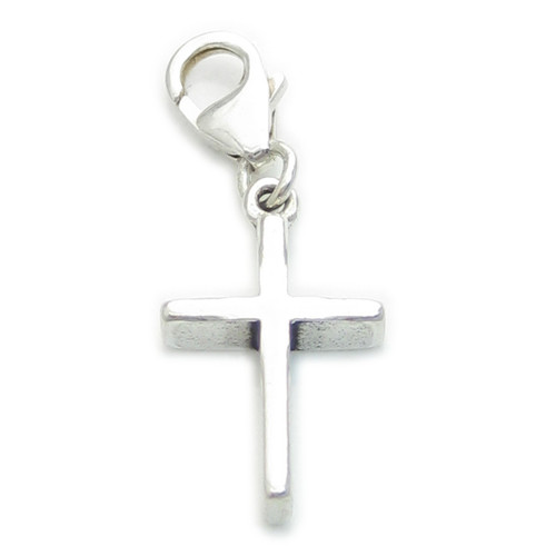 Cross on clip small sterling silver charm .925 Crosses charms