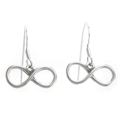 Eternal Love Infinity sterling silver drop earrings .925 x1 pair