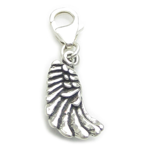 Angel wing with clip sterling silver charm .925 x 1 Protection