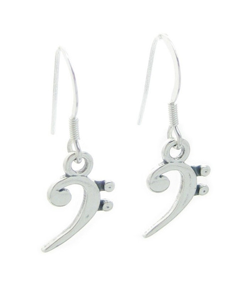Bass Clef sterling silver earrings 925 x 1 Music notes dangles