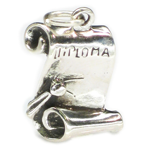 Diploma sterling silver charm .925 Certificate Graduate Diplomas