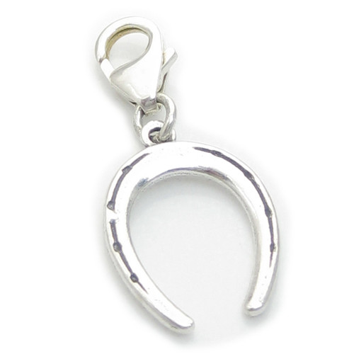 Horseshoe on clip sterling silver charm .925 Luck Lucky charms