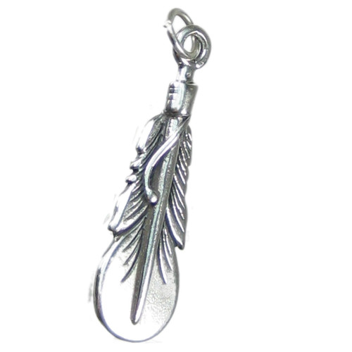 Feather sterling silver charm .925 x 1 Feathers charms
