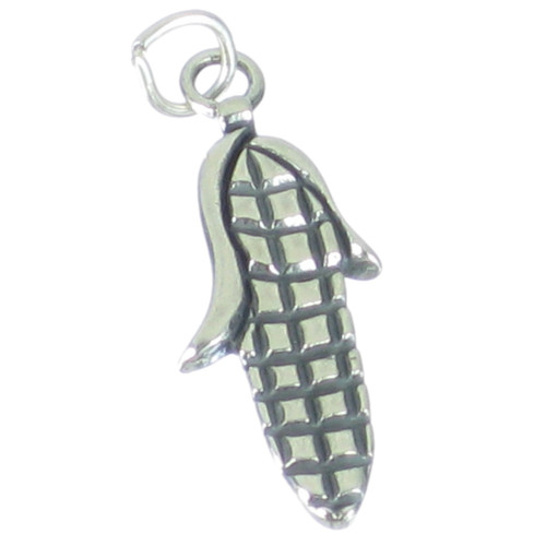 Ear of corn sterling silver 2D charm .925 x 1 Sweetcorn on Cob
