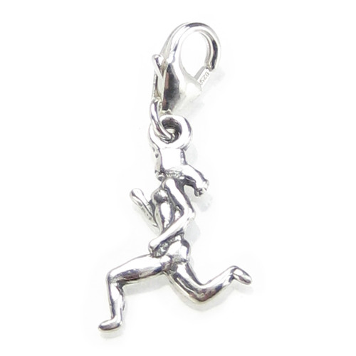 Female Runner on lobster clip sterling silver charm .925 charms