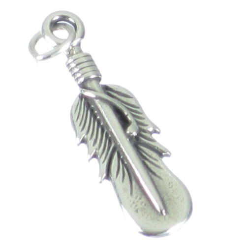 Feather 2D sterling silver charm .925 x 1 Feathers charms