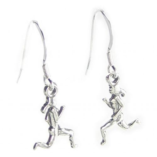 Female Runner sterling silver earrings 925 pair running drops