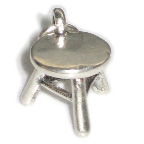 Three Legged stool sterling silver charm .925 x 1 Milking Stools charms