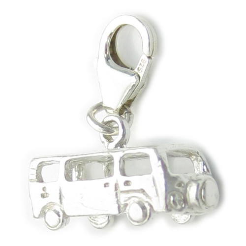 Camper van on clip sterling silver charm .925