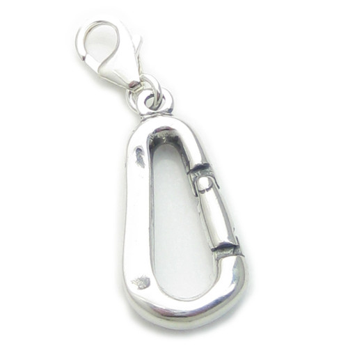 Carabiner sterling silver charm on clip .925 x 1 Climbing charms