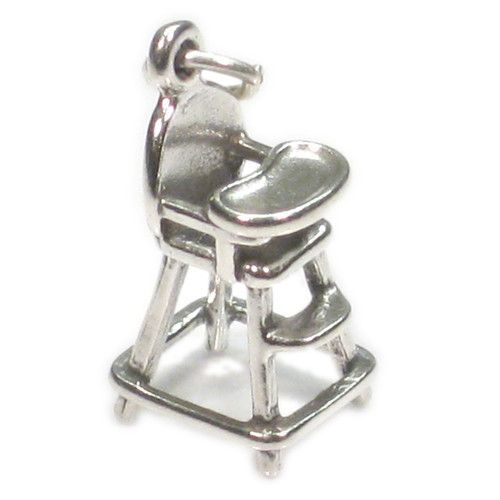 High Chair sterling silver charm .925 x 1 Baby chairs charms