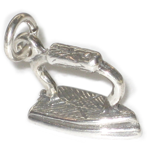 Flat Iron Old Style sterling silver charm .925 x 1 Irons Ironing charms