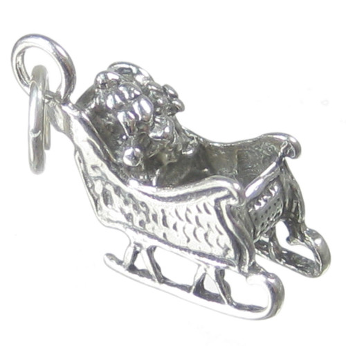 Santas Sleigh sterling silver charm .925 x 1 Santa Christmas charms