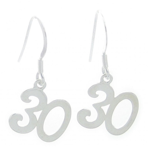30th Birthday sterling silver drop earrings .925 x 1 pair drops