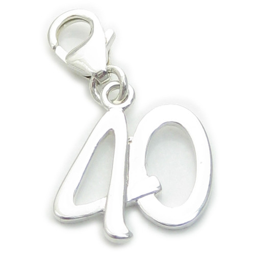 40th Birthday sterling silver charm on clip .925 charms