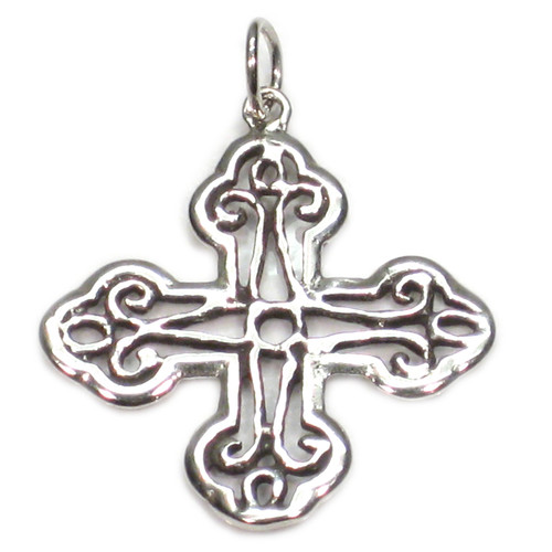 Ornate cross large sterling silver charm pendant .925 x 1 Crosses