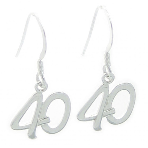 40th Birthday sterling silver drop earrings .925 x 1 pair drops