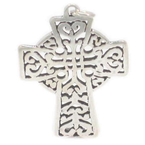 Ornate Celtic cross large sterling silver charm pendant. 925 x1 Crosses