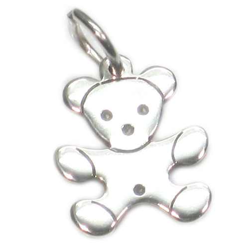Teddy Bear sterling silver charm .925 x 1 Flat Teddies Bears charms