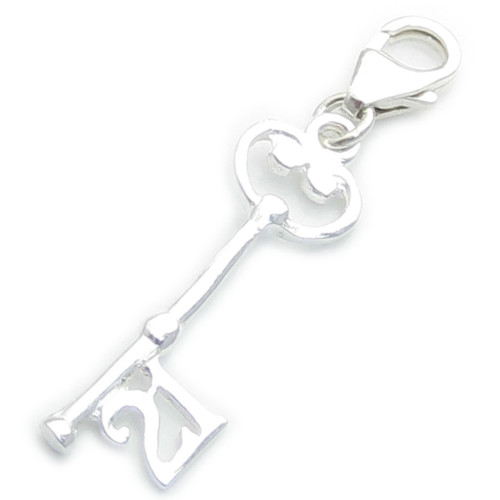 21st birthday key on clip sterling silver charm .925 x 1 charms