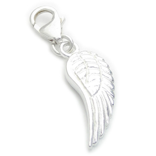 Angel wing on clip sterling silver charm .925x1 Protection charms