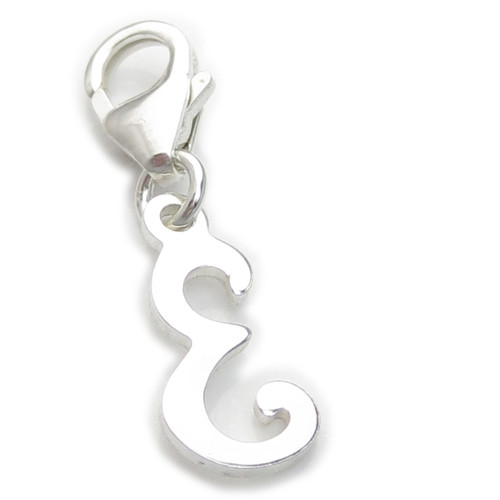 Letter E Initial sterling silver charm on 9mm clip .925 x1