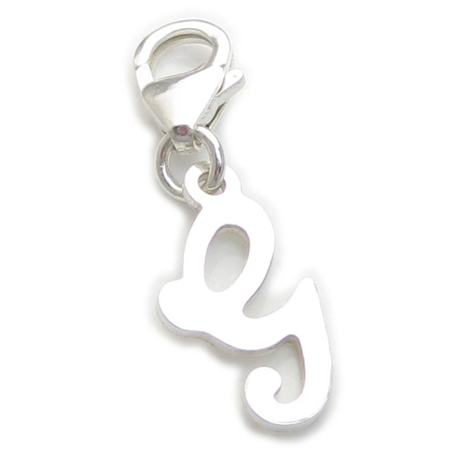 Letter G Initial sterling silver charm on 9mm clip .925