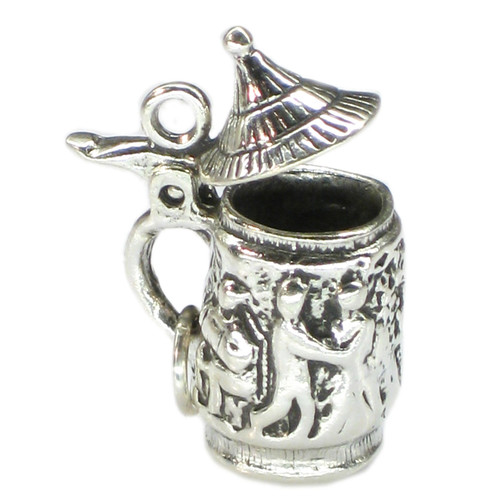Beer Stein sterling silver charm Opening lid .925 x 1 Drinking charms