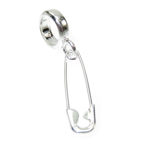 Safety Pin sterling silver bead charm .925 x 1 Opening Safetypin charms