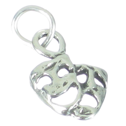 Drama Masks TINY sterling silver charm .925 x 1 Theatre Mask charms