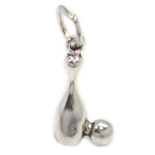 Bowling Ball And Pin sterling silver charm .925 x 1 Bowler charms