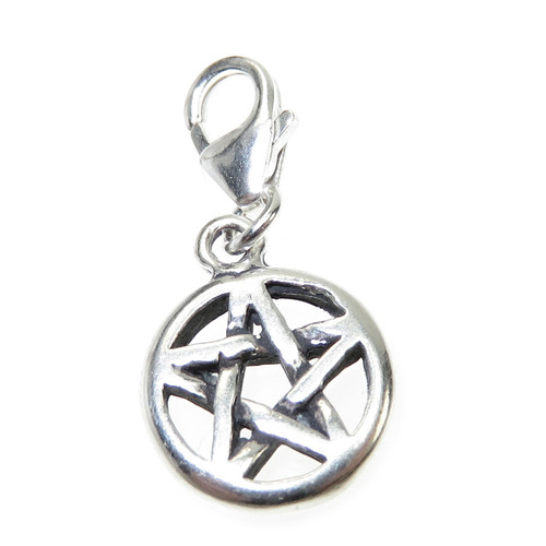 Pentacle on clip small sterling silver charm .925 x 1 Pentacles