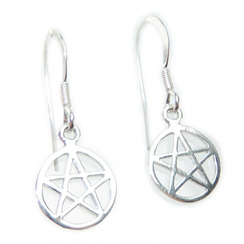 Pentagram small sterling silver earrings .925 pair pentagrams