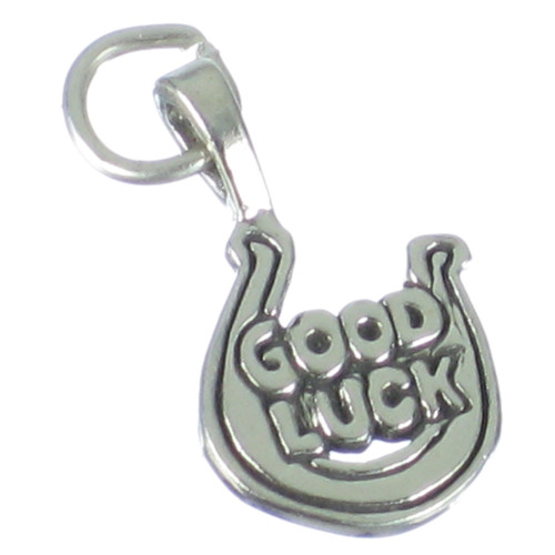 Good Luck in horseshoe sterling silver charm pendant .925 Lucky