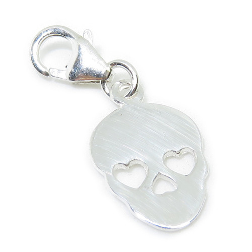 Skull on 9mm clip sterling silver charm .925 x 1 Skulls charms