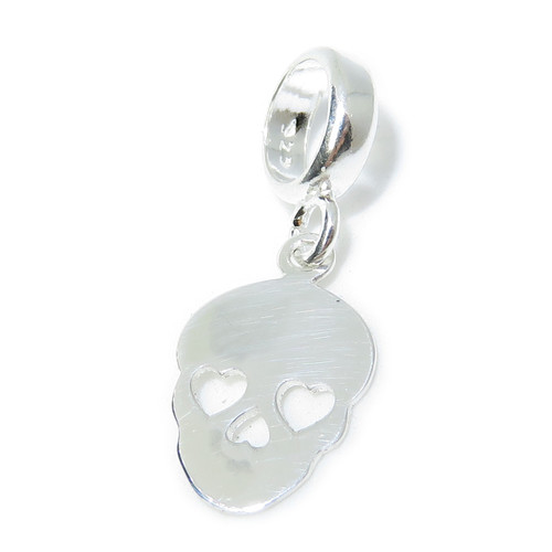 Skull dangle bead sterling silver charm .925 x 1 Skulls Beads