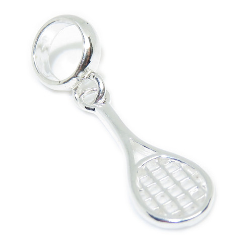 Tennis Racket SMALL dangle bead sterling silver charm .925