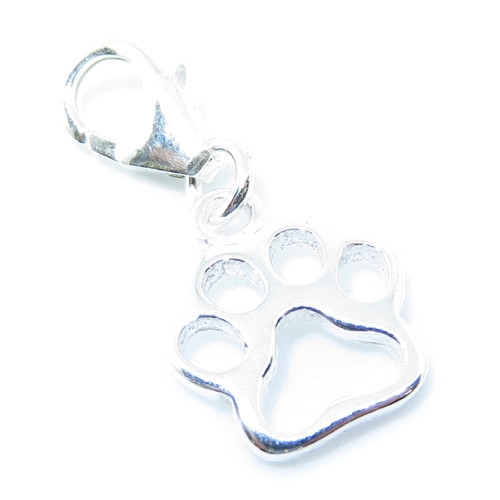 Paw Print TINY sterling silver charm on 9mm clip .925 x 1 Pets