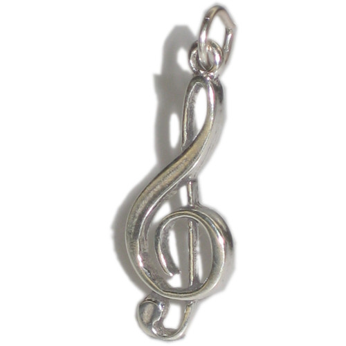 Treble Clef sterling silver charm pendant .925 x 1 Music Notes charms A1