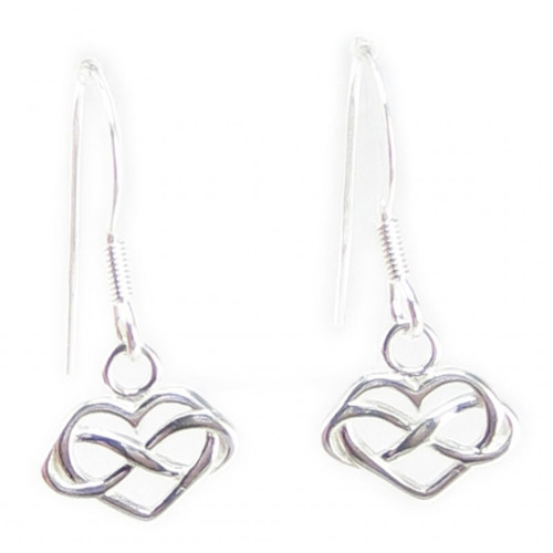 Infinity Hearts small sterling silver hook earrings .925 x1 pair