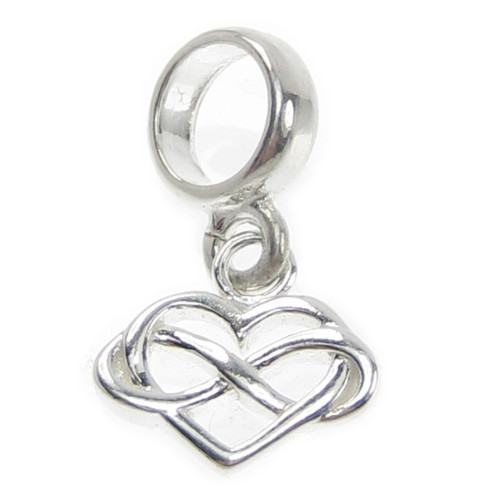Infinity Heart Bead small sterling silver charm .925 Love charms