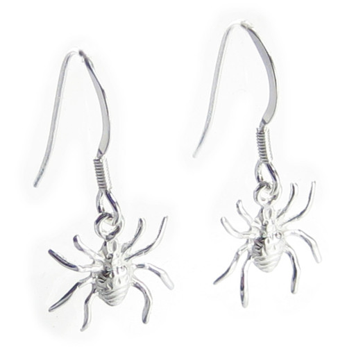 Spider TINY sterling silver hook earrings .925 x 1 pair drops