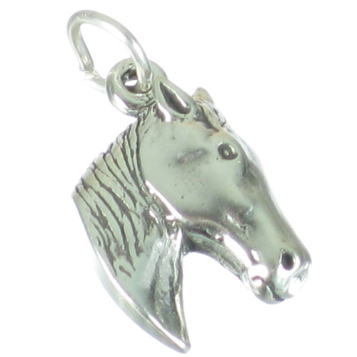 Horsehead 2D sterling silver charm pendant .925 x 1 Horse Horses charms